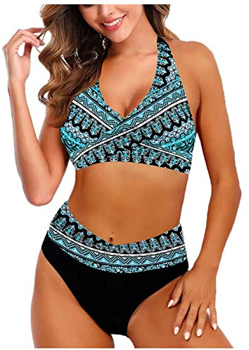 Bikinis Mujer 2025 Talla Grande Push Up Bikini Brasileño Reductor con Relleno Deportivo Bañadores Mujer Tanga Verano Dos Piezas Top Swimsuits for Women Azul 5XL