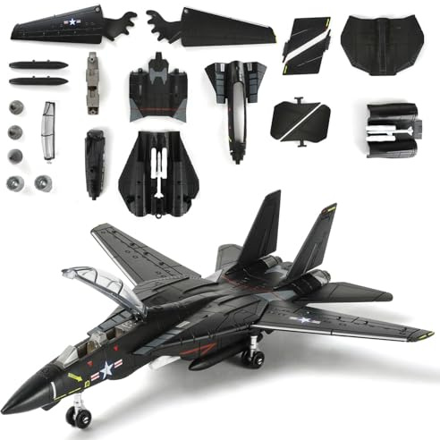 SEBUNAS Kit d'avion de chasse F-14 Tomcat 1:72, assemblage rapide (noir) en plastique, cadeau pour adultes (36 pièces)