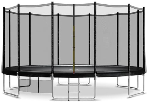JUMMICO Trampolino Elastico per e Bambini Adulti 183/244/305/366/427 cmTrampolino Rotondo da Giardino Tappeto Elastico da Giardino di Diametro con Rete di Sicurezza, Scala e Barre Imbottite, Esterno