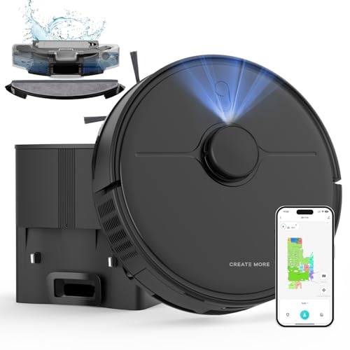 Robot Vacuum Cleaner with Mop,5000Pa Robotic Vacuum with Self-Emptying,90-Day Hands-Free Cleaning,3-in-1 LiDAR Navigation,No-Go Zone,Mapping,Self-Charging,Wi-Fi/App/Alexa,Hard Floors/Carpet