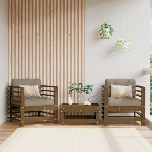 Frdhee Gartenmöbel, Balkonmöbel, Balkon Lounge Set, Gartenstühle 2 STK. Honigbraun Massivholz Kiefer, Gartenlounge Loungesofa Für Balkon, Terrasse, Poolbereich, Ergonomisch