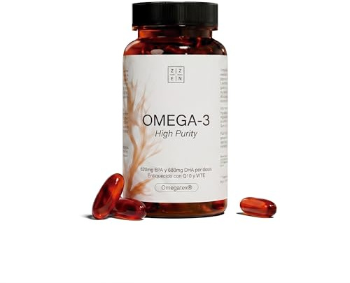 ZZEN - Oméga 3 IFOS de 1840 mg | EPA (920 mg) et DHA (690 mg) avec Coenzyme Q10 (100 mg) et Vitamine E, Cœur, Fonction Cérébrale et Vision, 50 Capsules Haute Concentration et Biodisponibilité