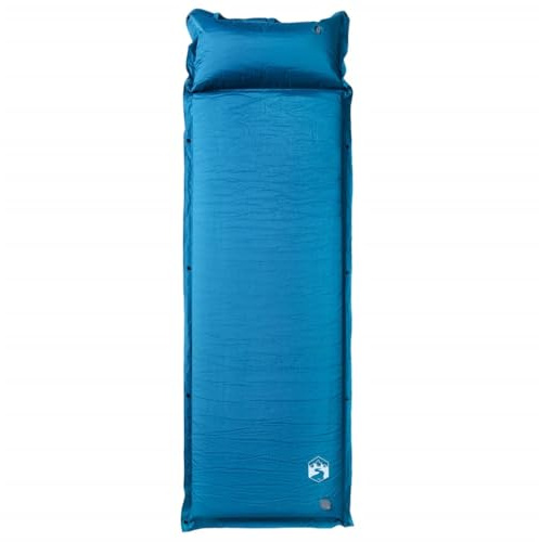 Matelas auto-gonflant avec coussin turquoise, ultra léger et imperméable, pliable et compact, isolant pour le camping, le trekking, la randonnée, la tente et les voyages