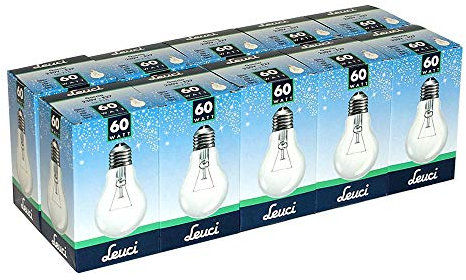 Leuci Lote de bombillas, 10 unidades, A55, 60 W, E27, transparente, luz blanca cálida, intensidad regulable