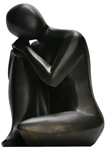 Guichifun Thinker Statue Resin Abstract Sculpture - Collectible Woman Figurine Art Home Office Bookshelf Decorative Objects Desktop Black Decor for Men&Women 5.25 X 6.25 X 8.5 Inch