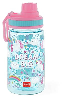 Legami - Gourde pour enfant, légère, fermeture hermétique, sans BPA, 400 ml, thème licorne