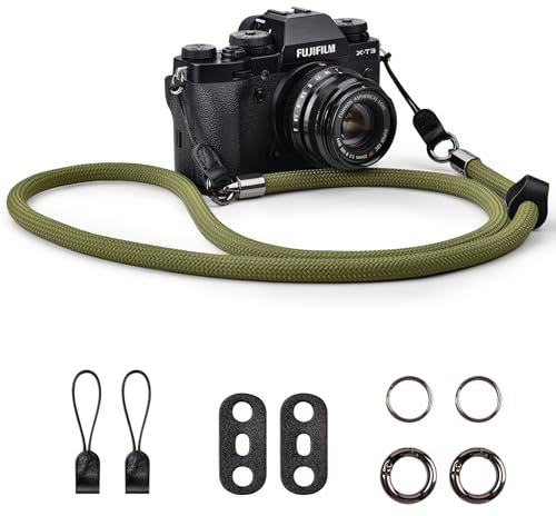 VOVMOEYA Kameragurt Sony Alpha,Kamera Tragegurt aus Seil für Canon EOS Sony A6000 A6400 A7 IV Fujifilm X100V XT5 Nikon Zfc Nackengurt Umhängegurt Schultergurt DSLR Kameragurt - Schwarz