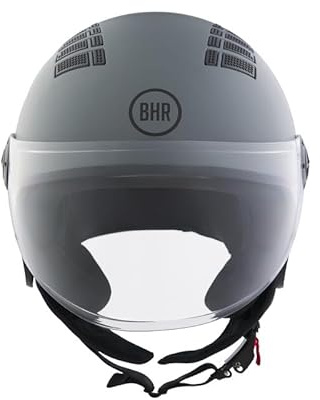 BHR Demi-Jet 834 FLOW hjälm - ECE 22.06-godkänd sommarskoterhjälm med 16 ventilationshål - motorhjälm med reptåligt visir och mikrometrisk frisättning - matt grå XL