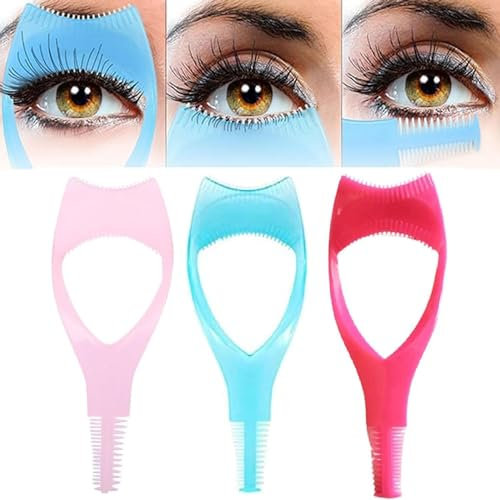 3 in 1 Mascara Applicator Shield, Mascara Shield Applicator Guard, Makeup Eyelash Tool Set for Eye Makeup - Mascara Applicator Guide, Eyeliner Baffle, and Eyelash Comb (A)