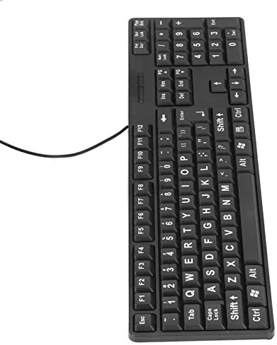 Denash Tastiera USB Cablata, 104 Tasti Plug And Play Tastiera con Stampa Grande USB per Computer per Anziani, Bambini, Ipovedenti