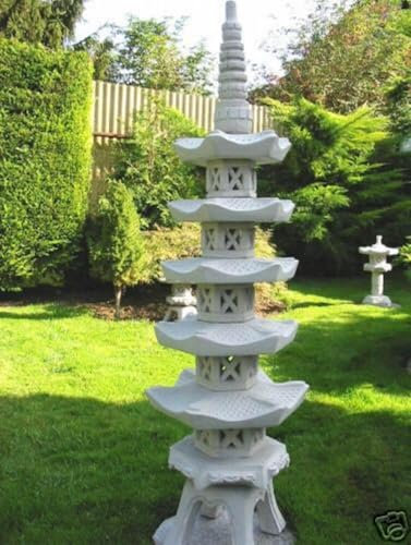 auerco Steintempel im japanischen Stil Pagode 5 stöckig - Handgefertigte Gartenfigur aus regionalem Steinguss - Zen - Dekoration für Garten & Terasse - wetterfest & langlebig