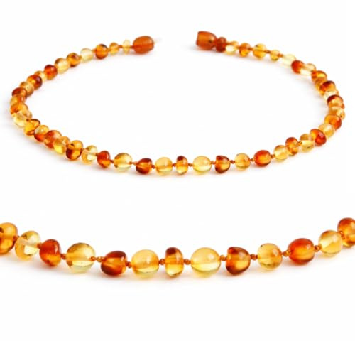 Collier d'ambre naturel fait à la main - Bijou d'ambre pour femme, homme et toute la famille - Bijou naturel unique - Idée cadeau parfaite et porte-bonheur, 40 CM, Ambre