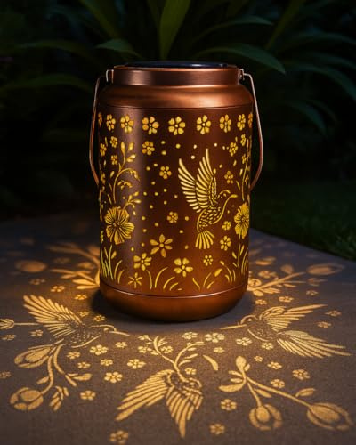 Solar Hummingbird Garden Light for Mum, Grandma, Women – Hanging Metal Waterproof Outdoor Lantern for Yard, Patio, Porch – Gift for Her, Christmas, Birthday (Hummingbird)