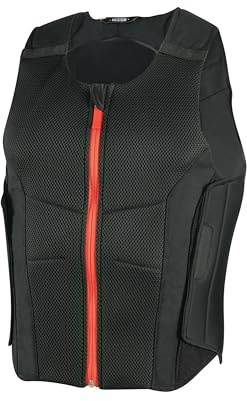 BLACK CREVICE mjuk skyddsväst I skyddande väst av andningsbart mesh-tyg I skidskydd för utmärkt stötdämpning, svart/röd, XL