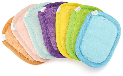 Romon Dischetti Struccanti, 7 Pezzi Dischetti Struccanti Riutilizzabili Lavabili, 10x8 Cm Multicolori, Super Morbidi per Tutta Pelle, Pulizia del Viso
