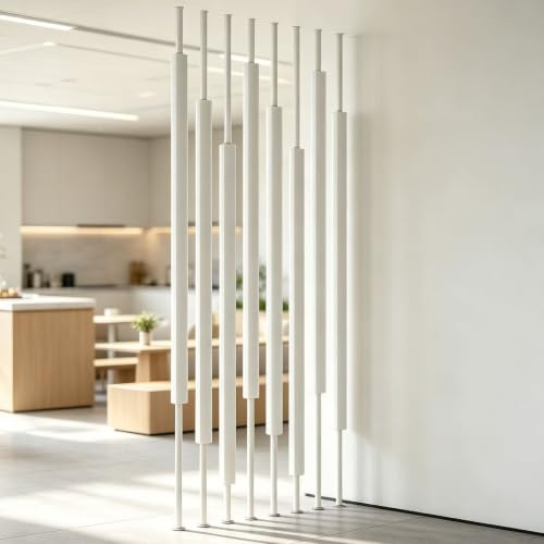 Sekretesskärm Rumsavdelare, Anpassad Höjd Golv-Tak, 7 st | Väggavdelare från Golv till Tak,Justerbar Höjd med Metallameller,Skärmvägg för Kontor eller Sovrum(B 7pcs,95cm/37.4in)