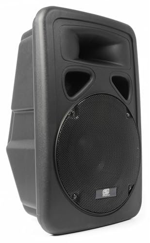 Skytec SP1200A PA, altoparlanti Aktivbox (max 600 Watt, subwoofer da 30 cm, MIC-in da 6,3 mm, Cinch-Line-In, XLR-Mic-In, XLR-Line-Out, con flangia) colore: nero Nero