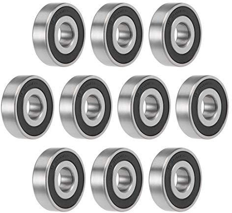 sourcing map 10Stk. 16100-2RS Rillenkugellager 10x28x8mm doppelt abgeschirmt Chromstahl P0