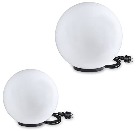Kugelleuchten 2er Set 30/40cm weiß E27 inkl. 3m Anschlußkabel Kugellampen Gartenleuchten Aussenleuchten Deko 230V