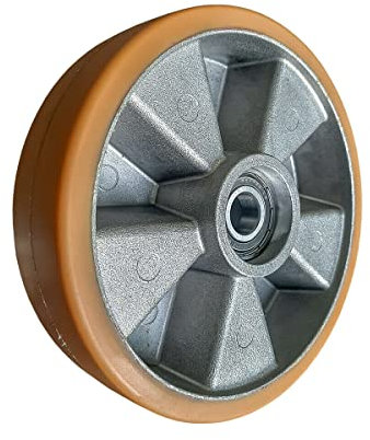 WIKO Hubwagen Rollen Polyurethan Rad 180 mm - Räder mit Kugellagern Hubwagenräder Laufrollen Fixierer Rad Palettenrollen - 650 kg (20 mm Achsloch)