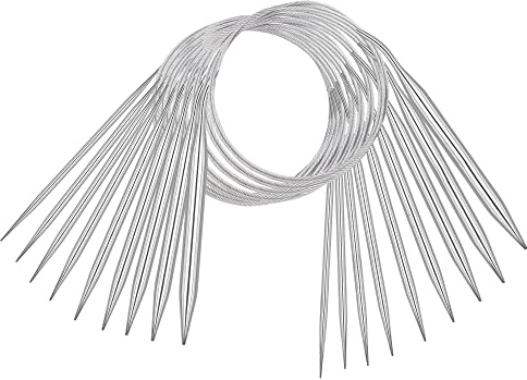 Coopay Juego de 9 agujas de tejer circulares de 80 cm de largo, de acero inoxidable, de 2.5 a 10 mm, agujas de tejer circulares para principiantes, bufanda, manta o proyecto grande