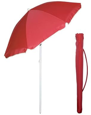 VIRSUS Ombrellone da Spiaggia 950, Diametro 180 cm, Tessuto Poliestere 440gr, Asta in metallo da 32 mm, 8 Stecche e Snodo Regolabile, Ombrello Mare con Sacca Tracolla per trasporto (Rosso)