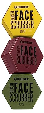 TOOLETRIES Men's Face Scrubber - Silicone Facial Cleansing Brush, Gentle Exfoliator Pad & Soft-Touch Massager - Removes Dead & Dry Skin - Long Lasting Bathroom & Shower Accessories - 3 Pack