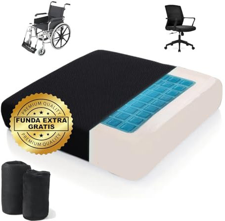 DaymandCare® | Antidekubitus Sitzkissen Rollstuhl | Inklusive extra Abdeckung | Orthopädisches Anti Dekubitus | Sitzkissen Orthopädisch | Dekubitus Sitzkissen | Viskoelastisches + Gel | Gaming-Stuhl