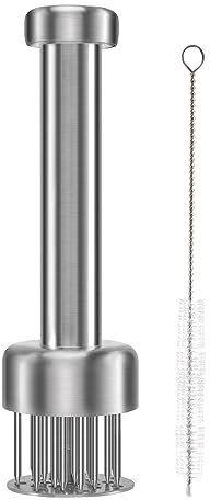 Dedjgoo Meat Tenderizer Needle Tool, Sharp Needle Restaurant BBQ Marinade Flavor Stainless Steel Meat Tenderizer Ergonomic for Kitchen Cooking Chicken Breasts Steak, Pork, Chicken, Fish, Beef