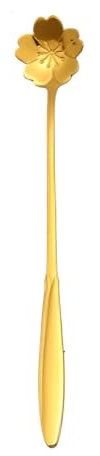 AUklOPVZZ Cucchiaino da tè in Acciaio Inossidabile Versatile Facile da Pulire Aspetto Elegante Sicuro per Cucchiaio da Dessert in Acciaio Inossidabile Durevole, Oro, Fiori di ciliegio