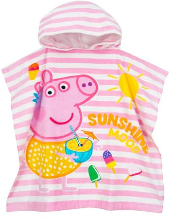 Peppa Pig Handtuch | Badeponcho Kinder | Poncho Handtuch Mit Kapuze | Einheitsgröße Rosa