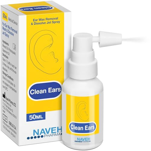 NAVEH PHARMAÂź CleanEars Ear Wax Removal Spray â Gentle Earwax Softening Spray for Adults, Easy-to-Use Alternative to Mineral Oil, Refreshing Spearmint Aroma, 1.69 fl oz
