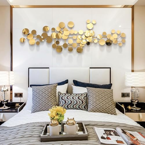 YAIUNHIQ Decorazione da parete decorazione da parete per soggiorno in metallo dorato, moderna 3D per casa, ufficio, camera da letto