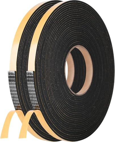 Self Adhesive Foam Tape Weatherstrip 1/4in x 1/4in x 50Ft High Density Foam Insulation Strips Foam Seal Weather Stripping with Strong Adhesive for Door and Window Sound Isolation Soundproofing