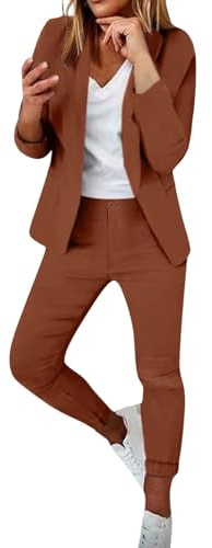 Completi Donna Ufficio Completo Due Pezzi Casual Aperto Davanti Colletto Abito Ufficio Manica Lunga Matrimonio Set Da Cerimonia Giacche E Pantalone Tuta Da Lavoro Business Per Business E Matrimoni