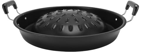Kuuleyn grill grill topper camping panna, thailändsk grill pan 2 i 1 non pinne jämn uppvärmning aluminium heta potten kol (35 cm/13.78in svart)
