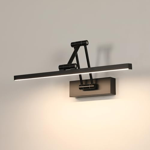 Goeco Luce Specchio Led 40cm, 9W Bianco Neutra 4000K Lampada Armadio Girevole, IP20 Lampada da Specchio, Nero