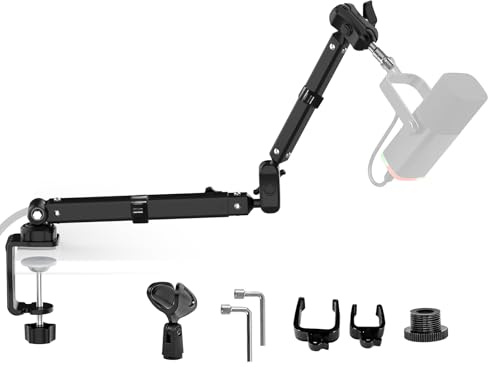 Kairiyard Microphone Boom Arm, 360° Rotatable Heavy Duty Stable Metal Low Profile Mic Arm Stand Desk Mount for Podcast Live Streaming Gaming Studio, with Cable Management, 3/8'' to 5/8'' Adapter
