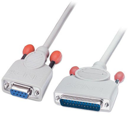 LINDY 30293 Serielles Druckerkabel 9 pol. Kupplung/25 pol. Stecker 2m, grau