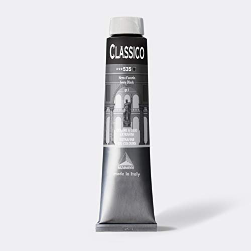 MAIMERI CLASSICO 200 ml, Extra feine Künstlerölfarbe, Farbton Elfenbeinschwarz