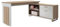 Stella Trading Eckschreibtisch in Eiche Sonoma Optik, Weiß - Moderner Bürotisch Computertisch mit großer Arbeitsfläche und Sideboard - 140 x 76 x 65 cm (B/H/T)