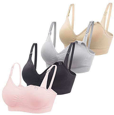 Bllatta Femme Soutiens-Gorge maternité d’Allaitement sans Armature pour Enceinte Femme Allaitant Sommeil(4/3Pcs)
