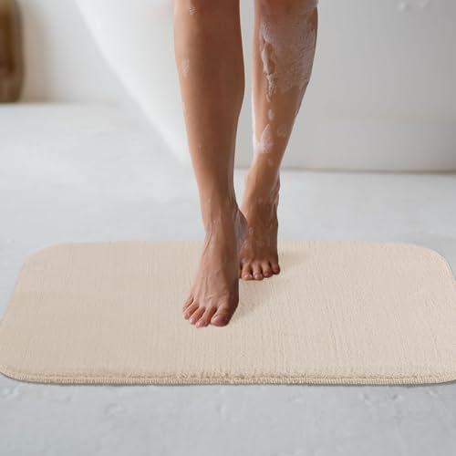 Elart Badematte Set 2 Teilig | Saugfähige Badezimmerteppich, Waschbar, Wasserdichter Badteppich, Badvorleger Set, Fußmatte 60x100 cm und 60x50 cm | (Cappuccino)