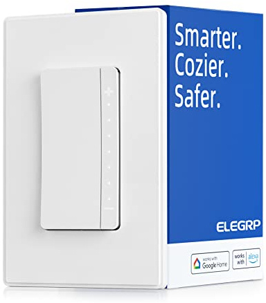 ELEGRP Smart Dimmer Light Switch DPR30, 2.4GHz Wi-Fi Dimmer Switch Compatible with Alexa and Google Assistant, Single Pole/3 Way, Needs Neutral Wire, No Hub Required, UL Listed, Matte White, 1 Pack