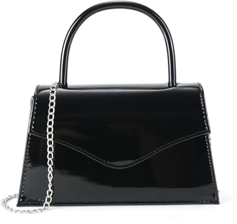 Milisente Women's Evening Bag Bridal Party Clutch Purses Cocktail Prom Handbags with Patent Leather(Black)