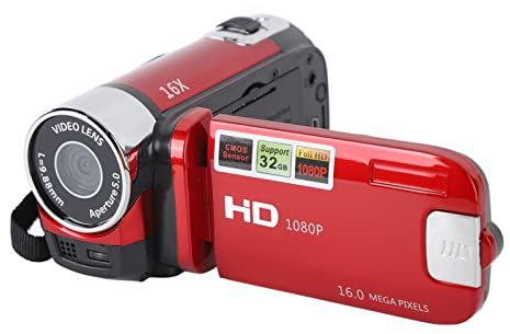 Video Camera Camcorder, Full HD 1080P 16MP Vlogging Camera Recorder with 2.7in Rotatable Screen, 16x Digital Zoom Digital Camera Gift for Friends and Family (Red)