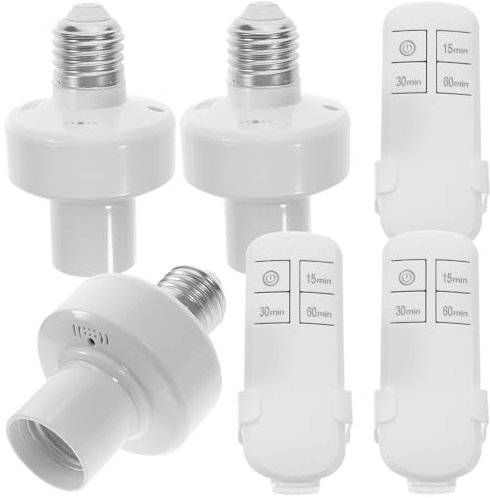 Housoutil 3 Pièces Tête D'éclairage Télécommandée Prise Programmable Interrupteur D'éclairage à Télécommande Interrupteurs D'éclairage à Distance Adaptateur E27 Abdos Intelligent