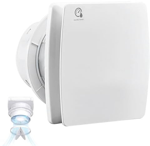 Badlüfter 100mm mit Timer und Feuchtigkeitssensor, ≤34db Leiser und Leistungsstarker Abluftventilator, 12W 95m³/h IPX4 Wandventilator mit Rückstauklappe, Installieren Decke Wand im Bad, WC, Küche