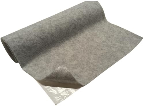 TAPHICEROS Rollo De Tela De Fieltro Autoadhesiva, Gris Claro, 100 cm x 150 cm, 2 mm, Material De Relleno, Se Vende Por Metros, Tela Para Tapizar Interiores, Manualidades, Automóviles, Bricolaje