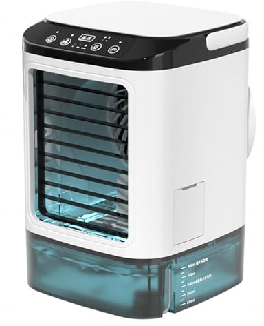 BesBet 900ml Climatizzatore Mobile, Serbatoio da 900ml,con Ghiacciaia,3 velocità Rinfrescatore D Aria 2 modalità di Nebbia, 7 Luci Colorate Rinfrescatore d'Aria per Casa,Lavoro,Ufficio